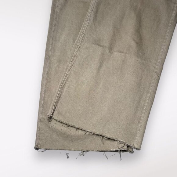 Zara Wide Leg Jeans Green Denim Raw Hem High Rise Approx Size 0 - Picture 7 of 10